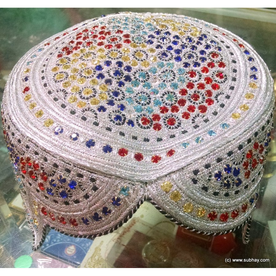 Handmade Sindhi Nagina Cap / Zircon Topi Cap MKC-118